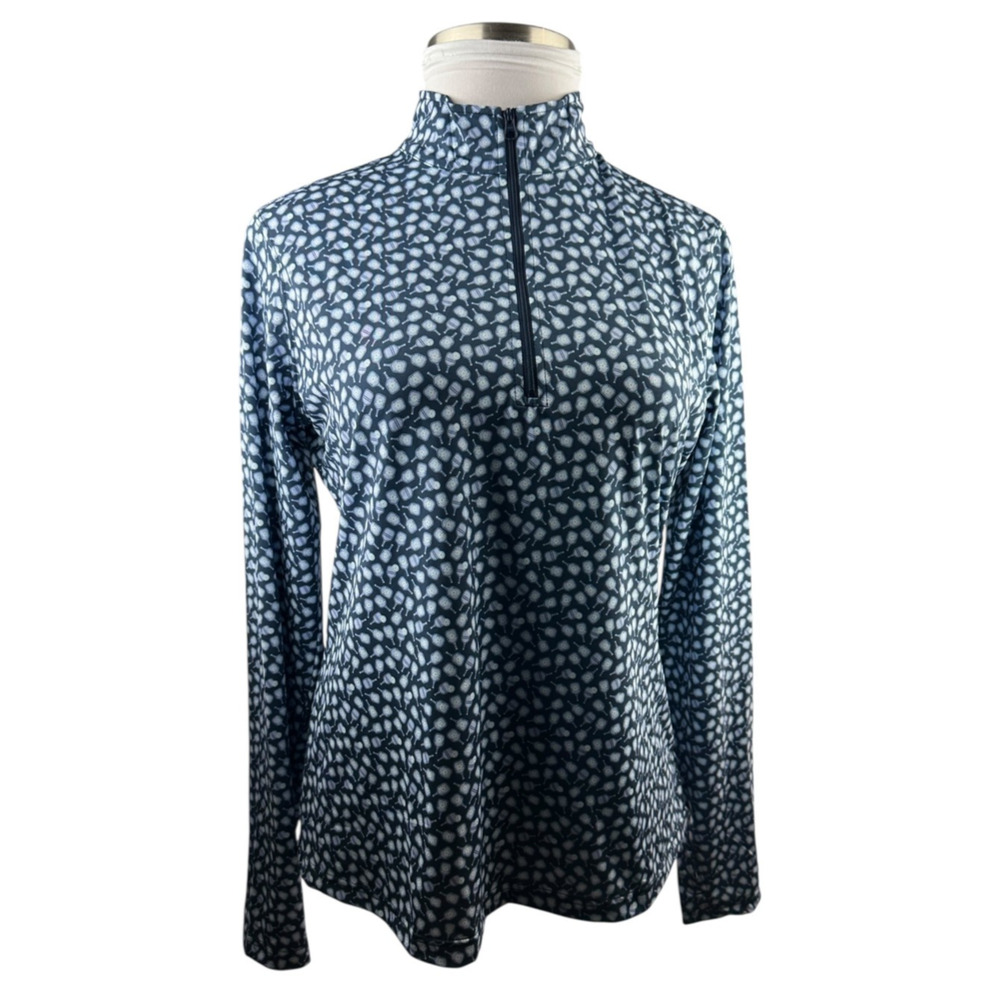 NWT Straight Down Dink Pickleball Print Golf LS Navy Quarter Zip Women's Size XL - Picture 2 of 11
